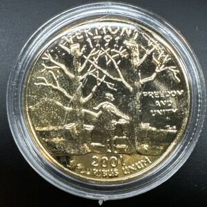 2001 P Washington Quarter - Vermont - Gold Plated - Free Shipping